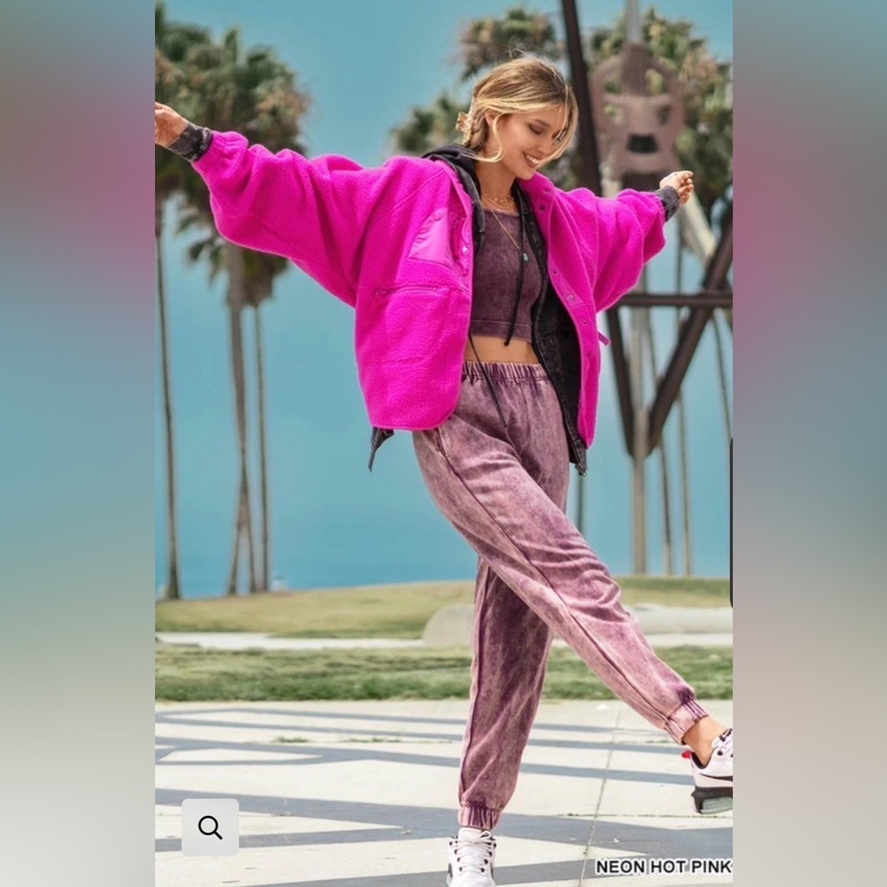Button down fleece - Zenana neon orange - Picture 7 of 8